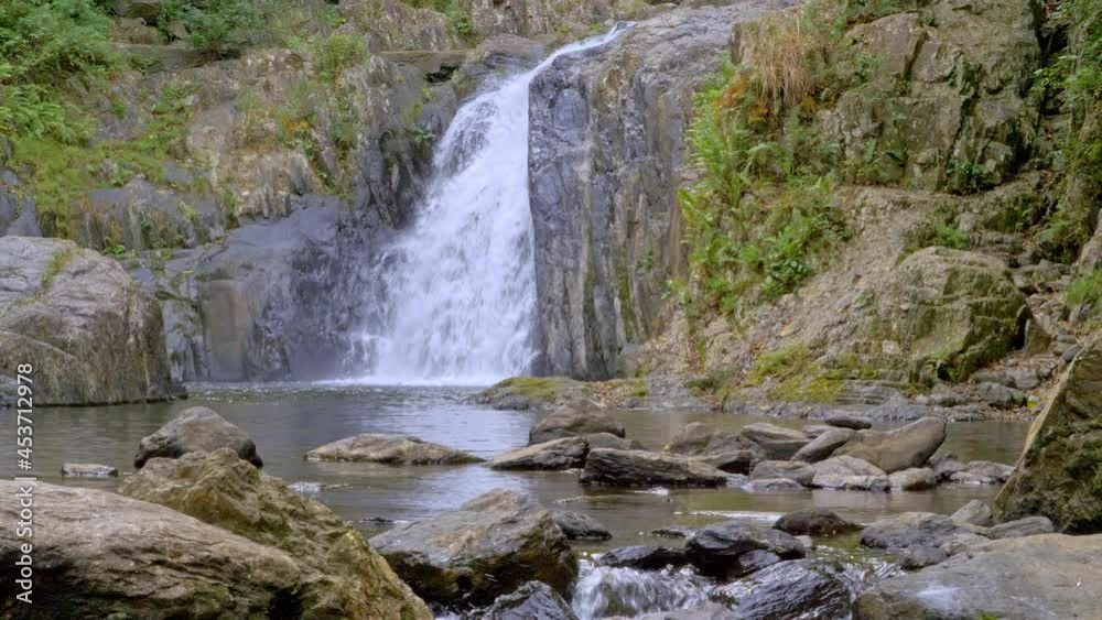 Crystal Cascades Flowing Into Freshwater Creek - Scenic Waterfall In Far North Queensland, Australia. - wide, static shot