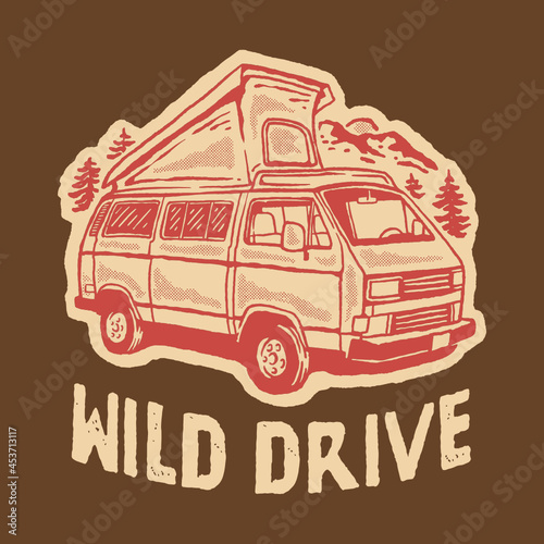 Wild drive van illustration