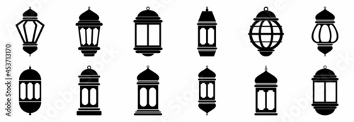 islamic lantern icon set vector sign symbol