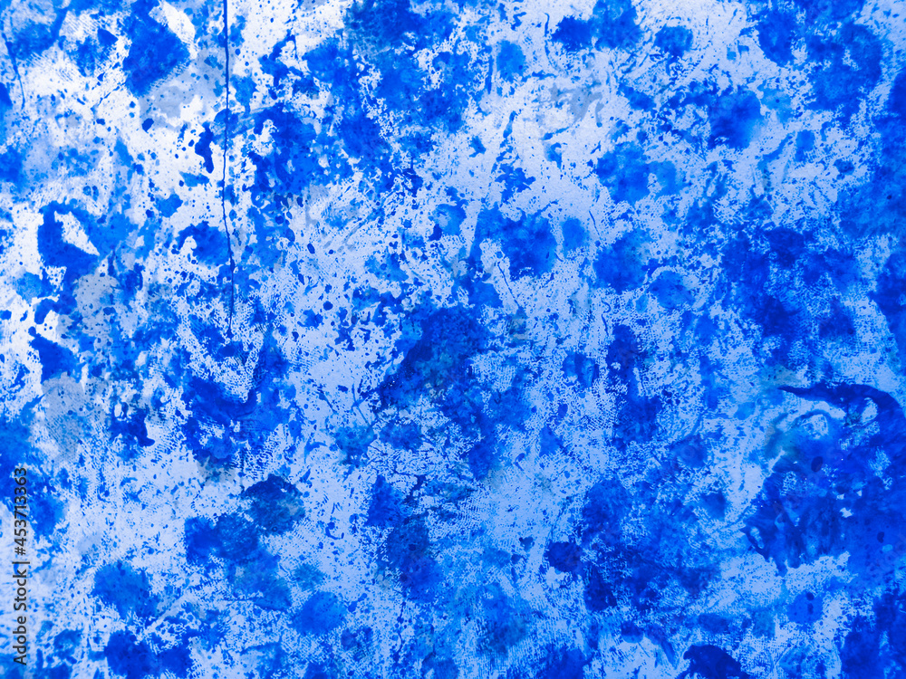 Azure Abstract Shape. Blue Watercolor Water. Cobalt Grunge Decoration. Navy Texture Poster. Paint Creative. Design Poster. Art Fluid. Splash Artistic.