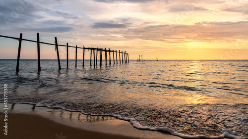 Sunset view at Khao Pilai bridge   beach in Phang-nga province  Thailand.