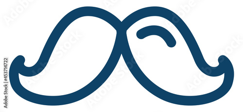 Blue moustache, icon illustration, vector on white background