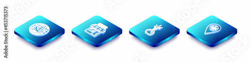 Set Isometric line Legalize marijuana, Marijuana and cannabis store, Test tube with and Location icon. Vector