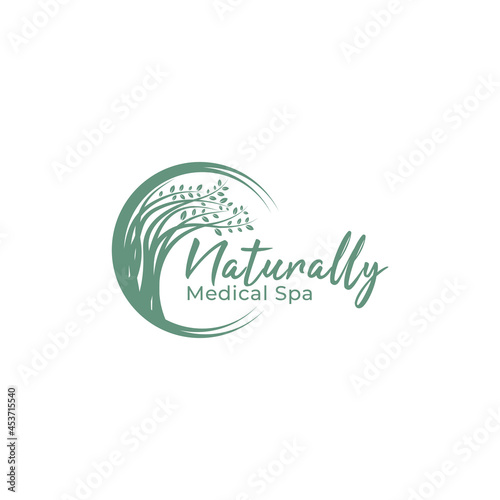 logo design circular tree, leaf, natural, vector. for medical spa 