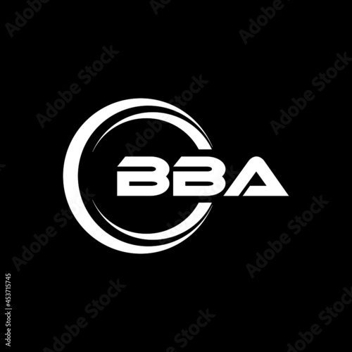 BBA letter logo design with black background in illustrator, vector logo modern alphabet font overlap style. calligraphy designs for logo, Poster, Invitation, etc.