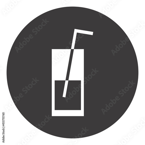 Juice in tall glass with straw, icon illustration, vector on white background