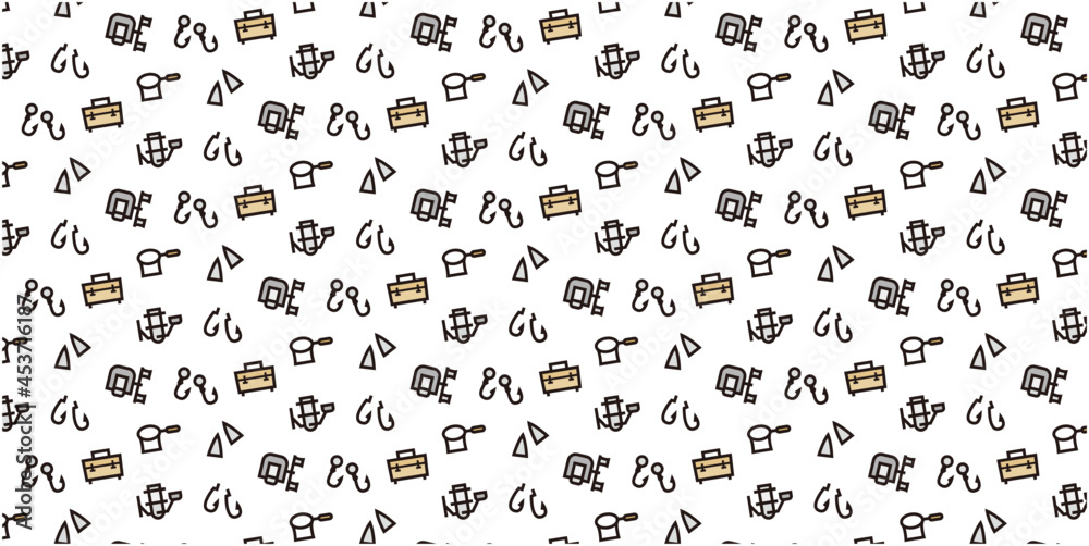 Fishing tackle icon pattern background for website or wrapping paper (Color icon version)