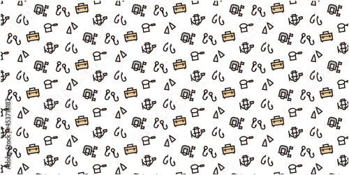 Fishing tackle icon pattern background for website or wrapping paper (Color icon version)