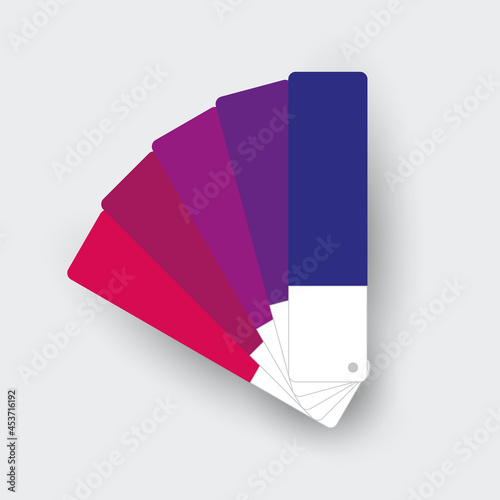 Monochromatic fan-shaped palette. Purple colors. Set of different color swatches. Vector icon