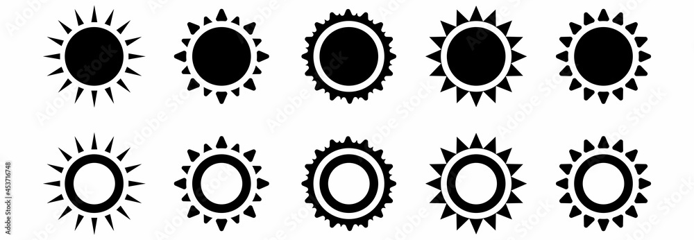 sun icon set vector sign symbol sun icon set vector sign symbol