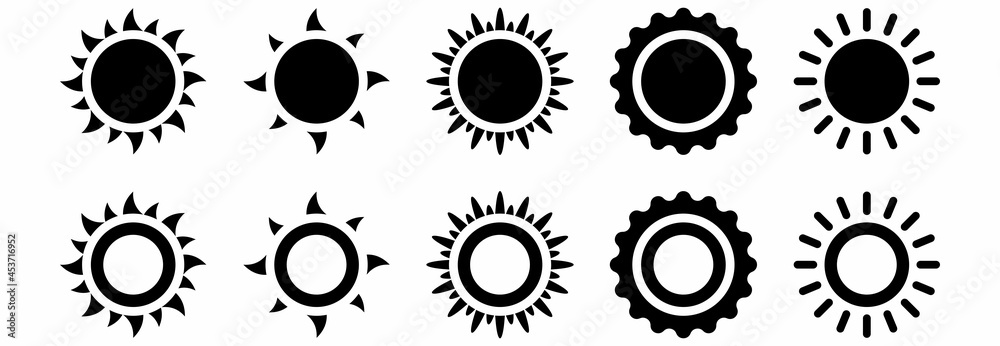 sun icon set vector sign symbol