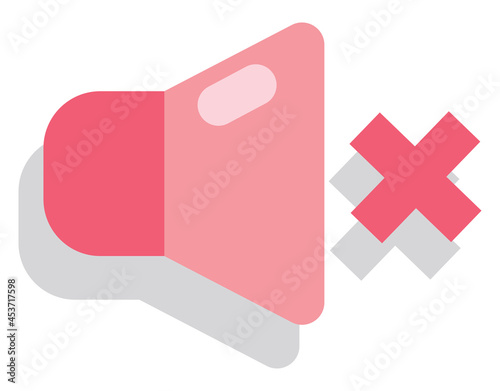 Pink sound off, icon illustration, vector on white background