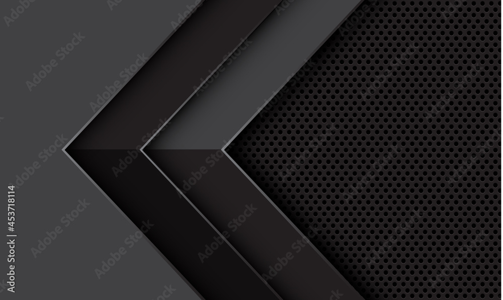 Abstract grey arrow geometric shadow direction on circle mesh design modern futuristic creative background vector illustration. Abstract grey arrow geometric shadow direction on circle mesh design modern futuristic creative background vector illustration.