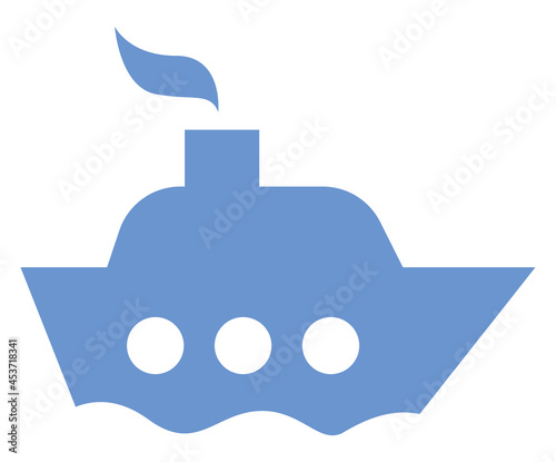 Small blue seaship, icon illustration, vector on white background photo