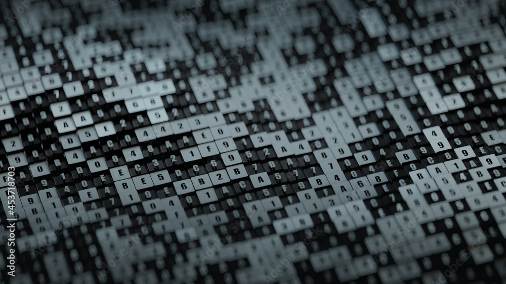 Machine hexadecimal code 3D render Machine hexadecimal code 3D render