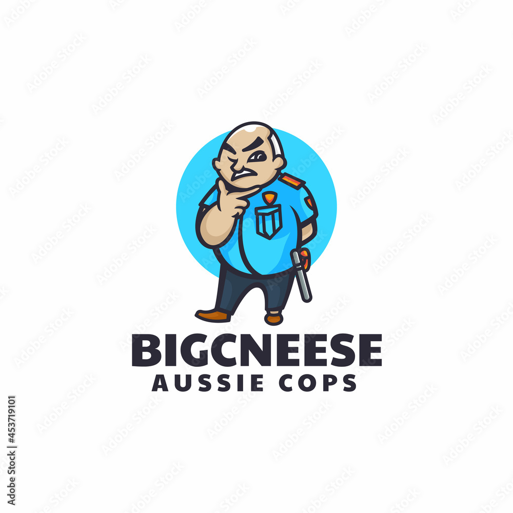 Vector Logo Illustration Aussie Cop Mascot Cartoon Style. Vector Logo Illustration Aussie Cop Mascot Cartoon Style.