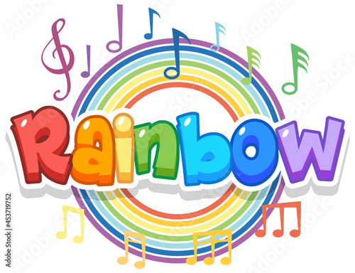 Rainbow word logo on round rainbow