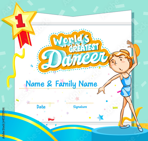 World greatest dancer certificate template