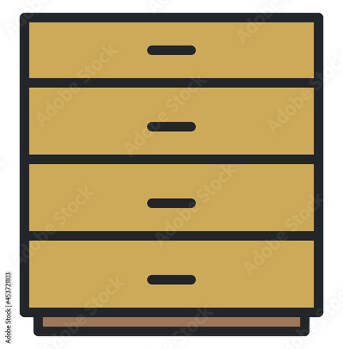 Small wooden wardrobe , illustration, on a white background.