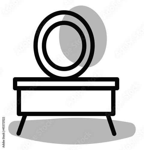 Makeup table with mirror, illustration, on a white background.