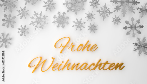 Modern German Merry Christmas background with snowflakes on white © Andreas Berheide
