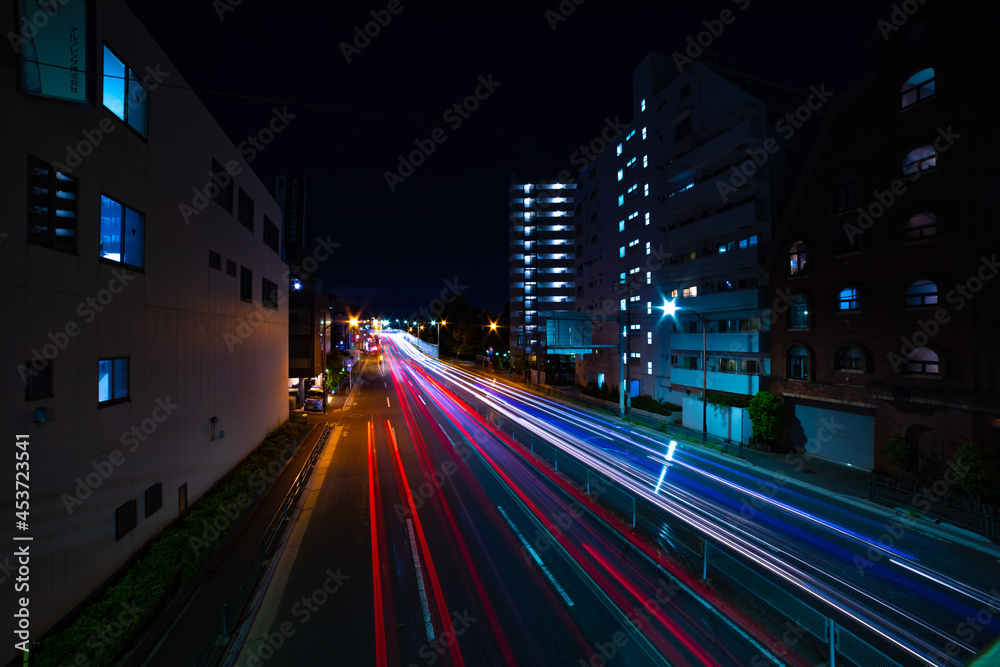 A night downtown street in Tokyo wide shot A night downtown street in Tokyo wide shot