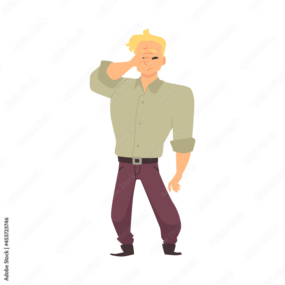 Obraz premium Disappointed sad young man showing gesture of frustration or failure