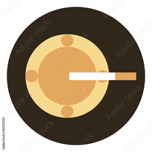 Cigarette in the ashtray, illustration, on a white background.