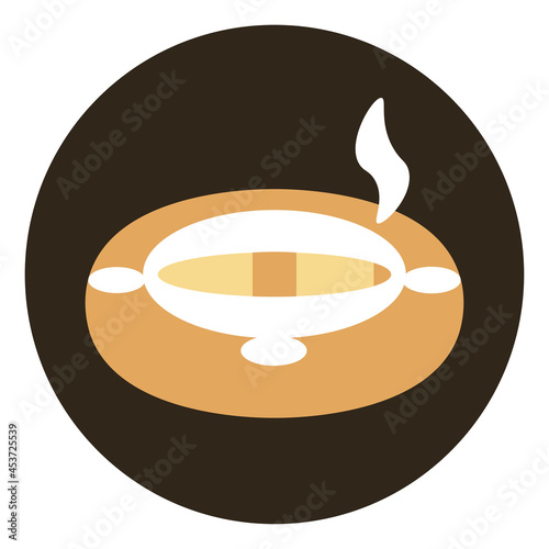 Ashtray and cigar, illustration, on a white background.