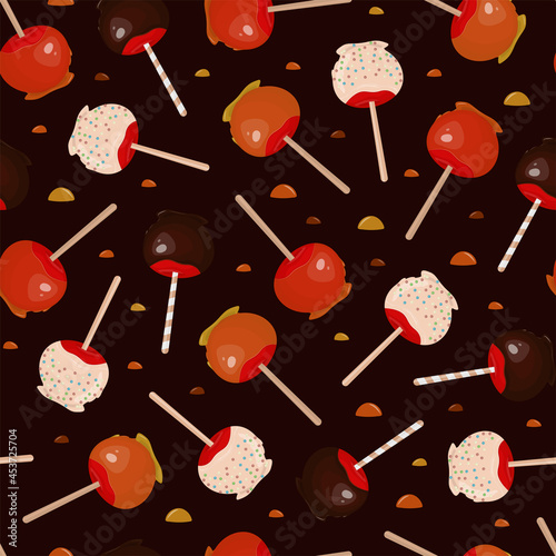 Glazed apples seamless vector pattern