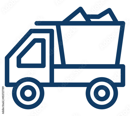 Dump truck, illustration, vector on a white background.