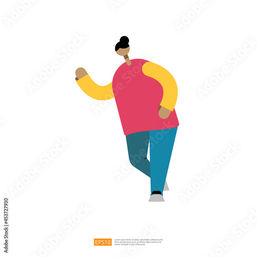 man or boy character standup with say hallo or hi explain gesture for business or education illustration