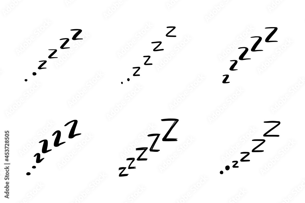 Fototapeta premium Sleep zzzz doodle symbol set. Sleepy dream icon. Doodle comic sketch style vector illustration.
