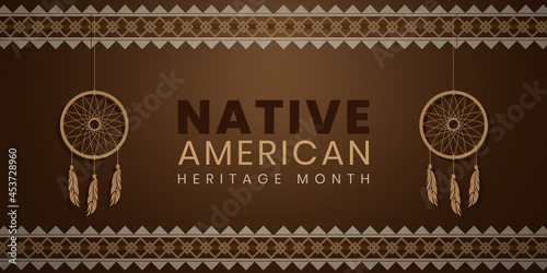 Native American Heritage Month background design. American Indian culture. Celebrate annual in United States.Vector illustration.