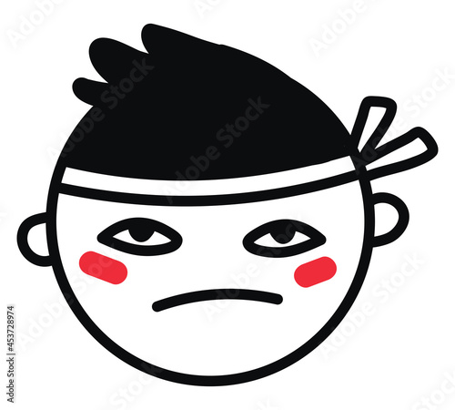Sad boy with scarf, illustration, vector on a white background.