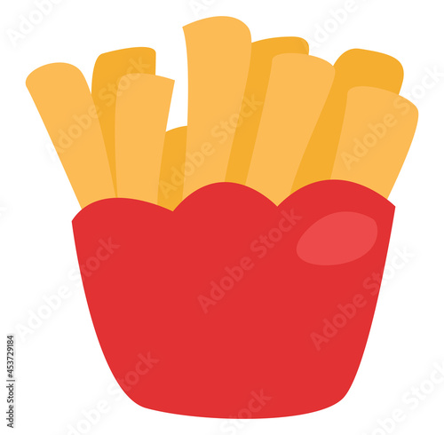 Fastfood fries, illustration, vector on a white background.