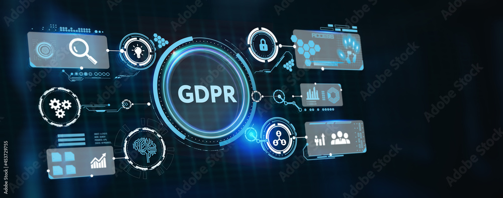 Business, Technology, Internet and network concept. GDPR General Data Protection Regulation. 3d illustration Business, Technology, Internet and network concept. GDPR General Data Protection Regulation. 3d illustration