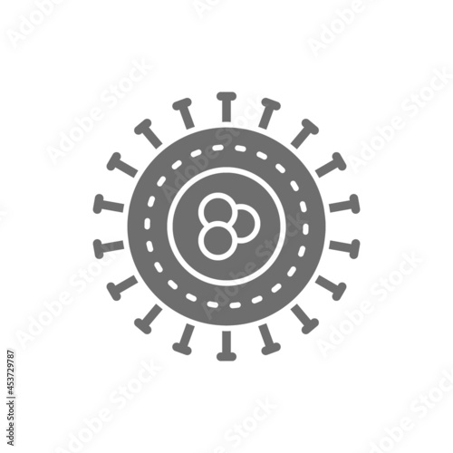 Obraz na plátně Bacteria, virus, microbes, unicellular grey icon