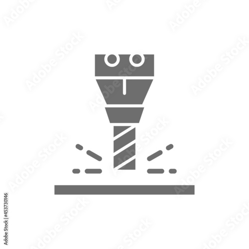Milling works, spindle for CNC machine grey icon.