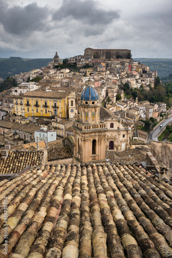 Ragusa old town cityscape in Sicily, Italy
