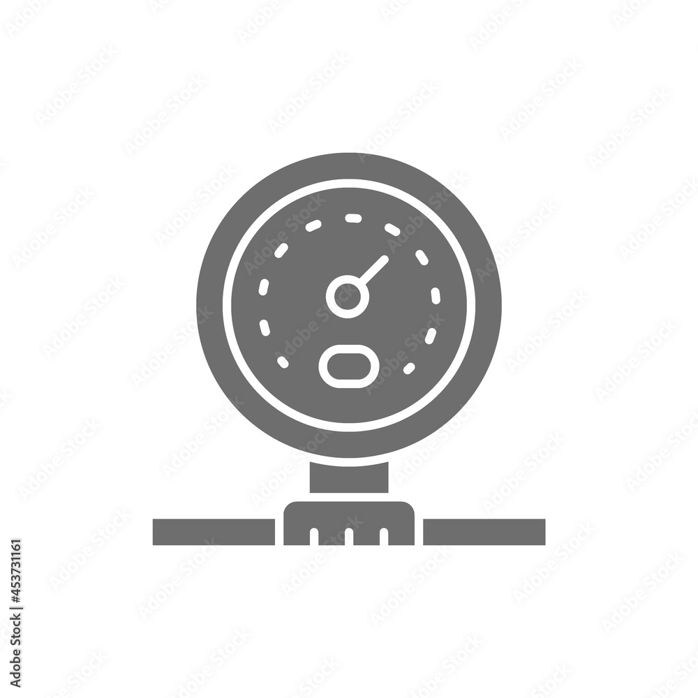 Gas pipeline or water meter grey icon.