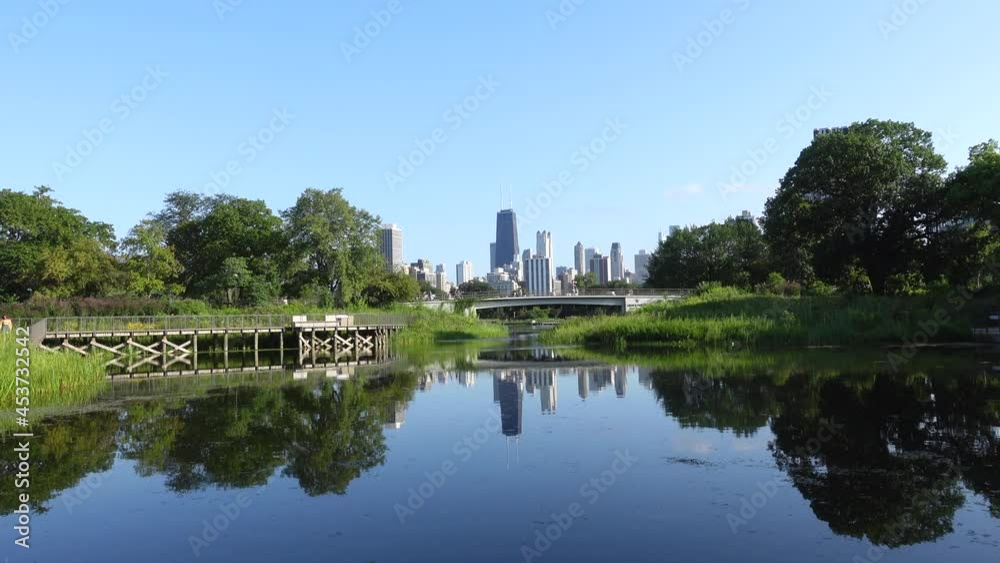 Chicago skyline from a distance on a summer sunny day Chicago skyline from a distance on a summer sunny day