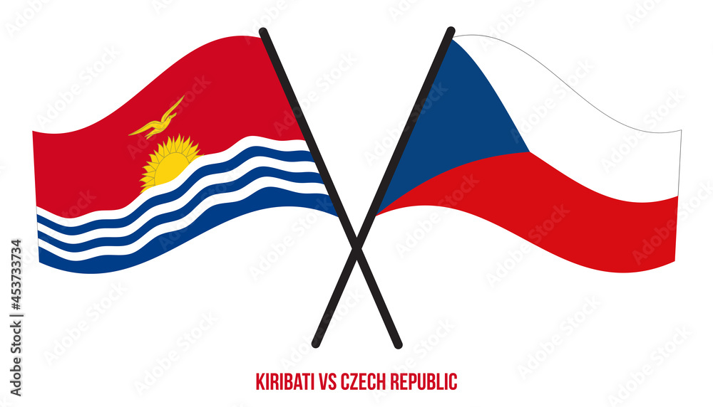 Fototapeta premium Kiribati and Czech Republic Flags Crossed And Waving Flat Style. Official Proportion. Correct Colors