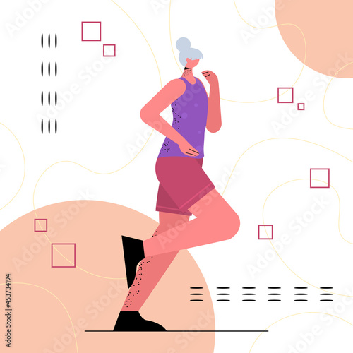 senior woman in sportswear running female pensioner doing physical exercises active old age healthy lifestyle