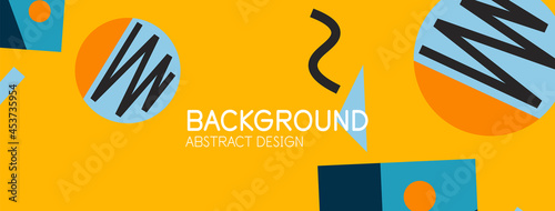 Abstract background. Blocks, lines, triangles, circles composition. Techno or business concept for wallpaper, banner, background, landing page