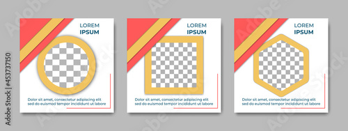 Set of creative webinar social media post templates with geometric shape element concept design. Suitable for online marketing promotion banner, webinar, seminar, flyer, ads, etc.