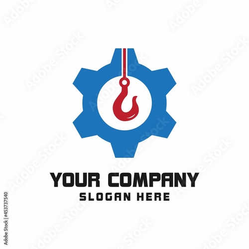 Tow atau Crane Load Hook Vector Logo gear untuk Layanan Bantuan Pengangkatan Truk Derek photo