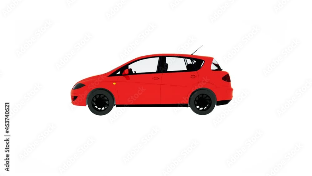 Animation 3D spinning on a white background red car. Looped animation Animation 3D spinning on a white background red car. Looped animation