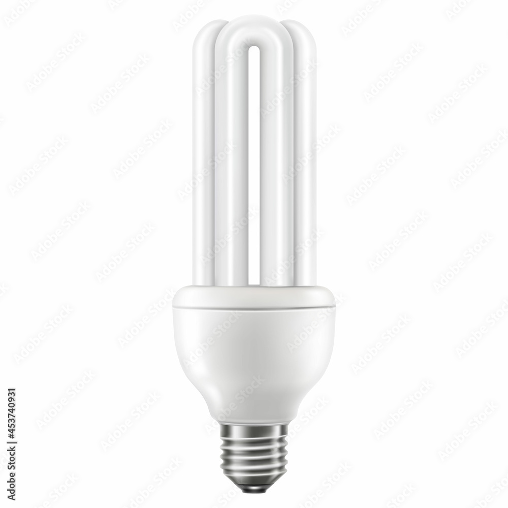 LED light emitting diode energy saving light bulb, economical lightbulb, isolated on white background, 3d vector realistic illustration LED light emitting diode energy saving light bulb, economical lightbulb, isolated on white background, 3d vector realistic illustration