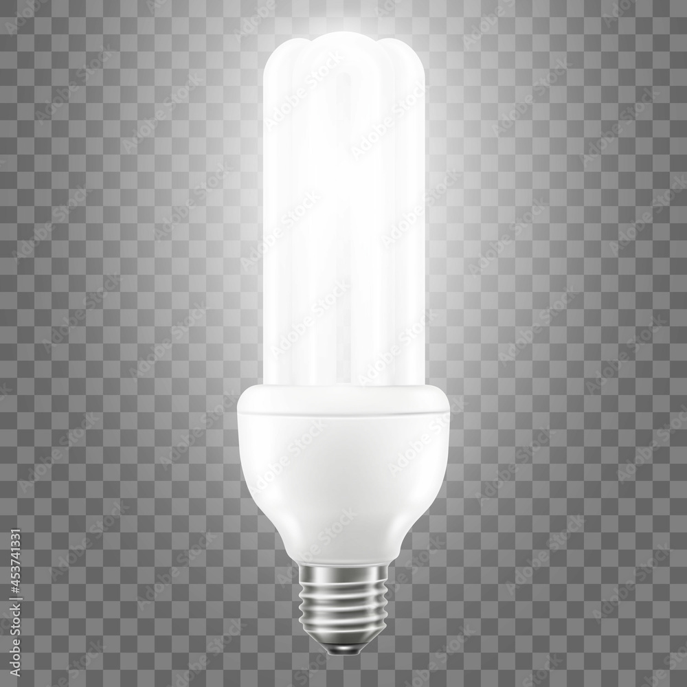 Glowing LED bulb isolated on transparent background. 3d vector realistic illustration Glowing LED bulb isolated on transparent background. 3d vector realistic illustration